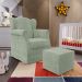 Poltrona De Amamentação Com Balanço E Puff Elisa P02 Bouclê Oliva - Lyam Decor