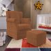 Poltrona De Amamentação Com Balanço E Puff Elisa P02 Bouclê Terracota - Lyam Decor
