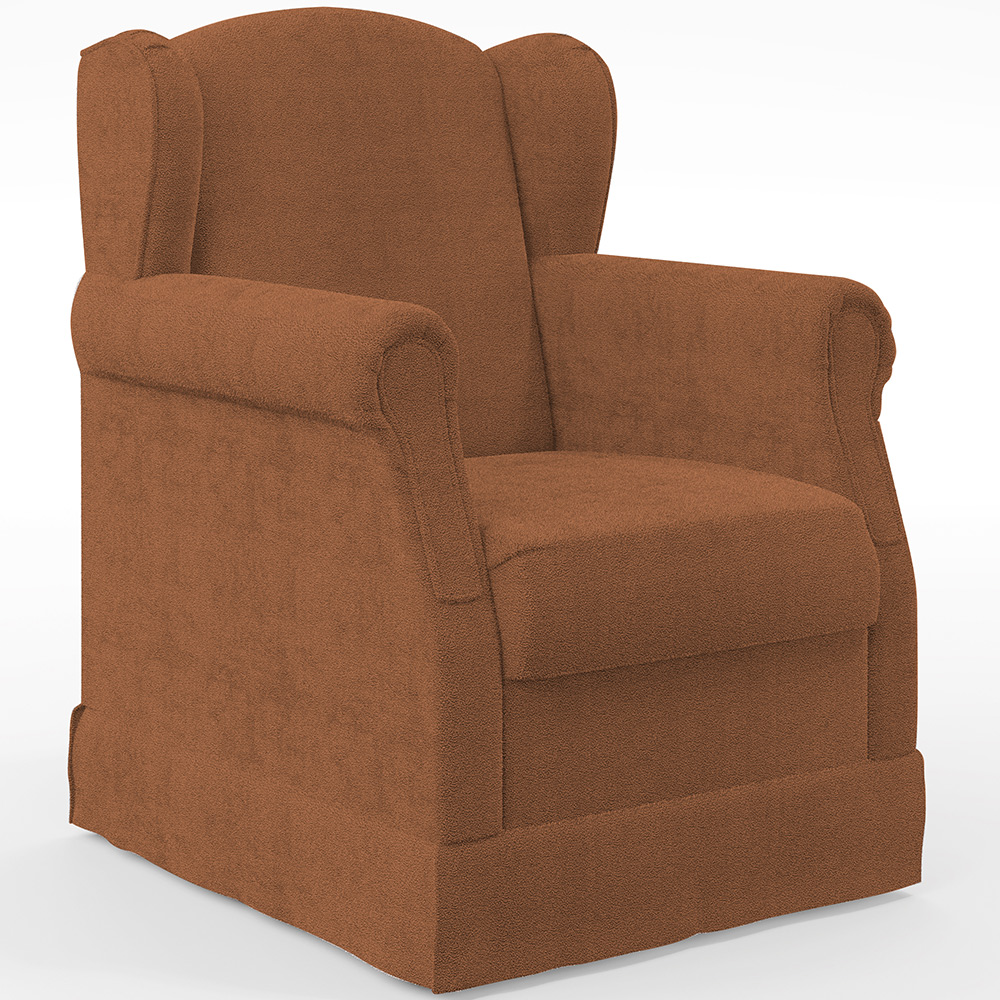 Poltrona De Amamentação Com Balanço E Puff Elisa P02 Bouclê Terracota - Lyam Decor