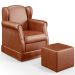 Poltrona De Amamentação Com Balanço E Puff Elisa P02 Couríssimo Camel - Lyam Decor