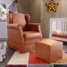 Poltrona De Amamentação Com Balanço E Puff Elisa P02 Couríssimo Camel - Lyam Decor