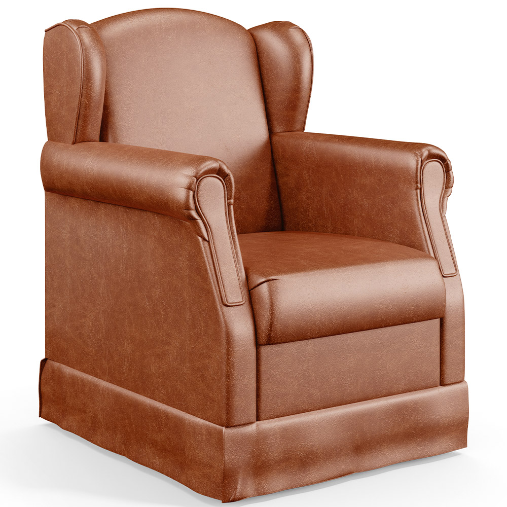 Poltrona De Amamentação Com Balanço E Puff Elisa P02 Couríssimo Camel - Lyam Decor