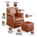 Poltrona De Amamentação Com Balanço E Puff Elisa P02 Couríssimo Camel - Lyam Decor