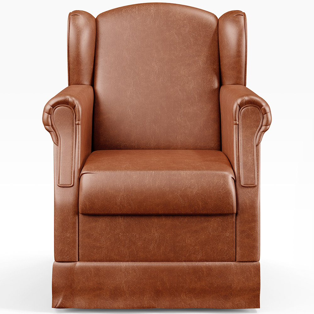 Poltrona De Amamentação Com Balanço E Puff Elisa P02 Couríssimo Camel - Lyam Decor