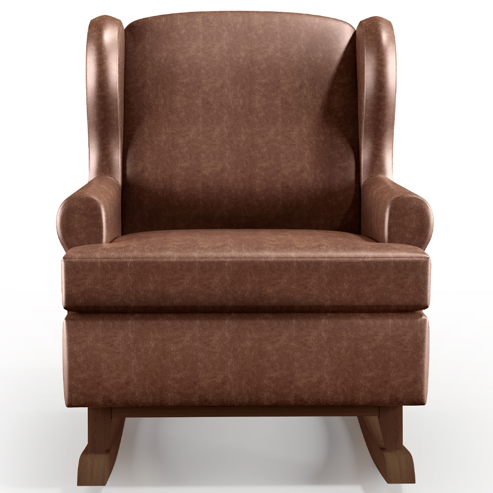 Poltrona De Amamentação Com Balanço Malu Base De Madeira P02 Couríssimo Marrom - Lyam Decor