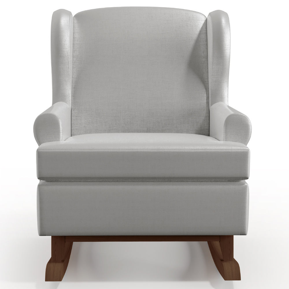 Poltrona De Amamentação Com Balanço Malu Base De Madeira P02 Facto Cinza Metalizado - Lyam Decor