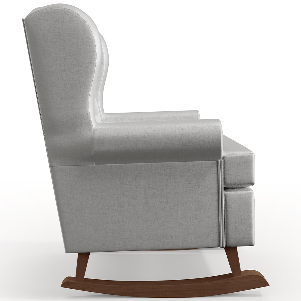 Poltrona De Amamentação Com Balanço Malu Base De Madeira P02 Facto Cinza Metalizado - Lyam Decor