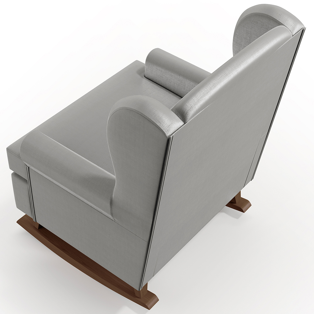 Poltrona De Amamentação Com Balanço Malu Base De Madeira P02 Facto Cinza Metalizado - Lyam Decor