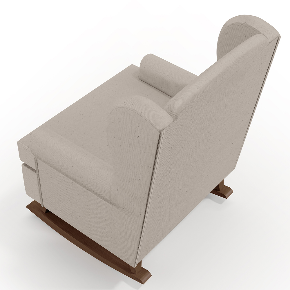 Poltrona De Amamentação Com Balanço Malu Base De Madeira P02 Linho Bege - Lyam Decor