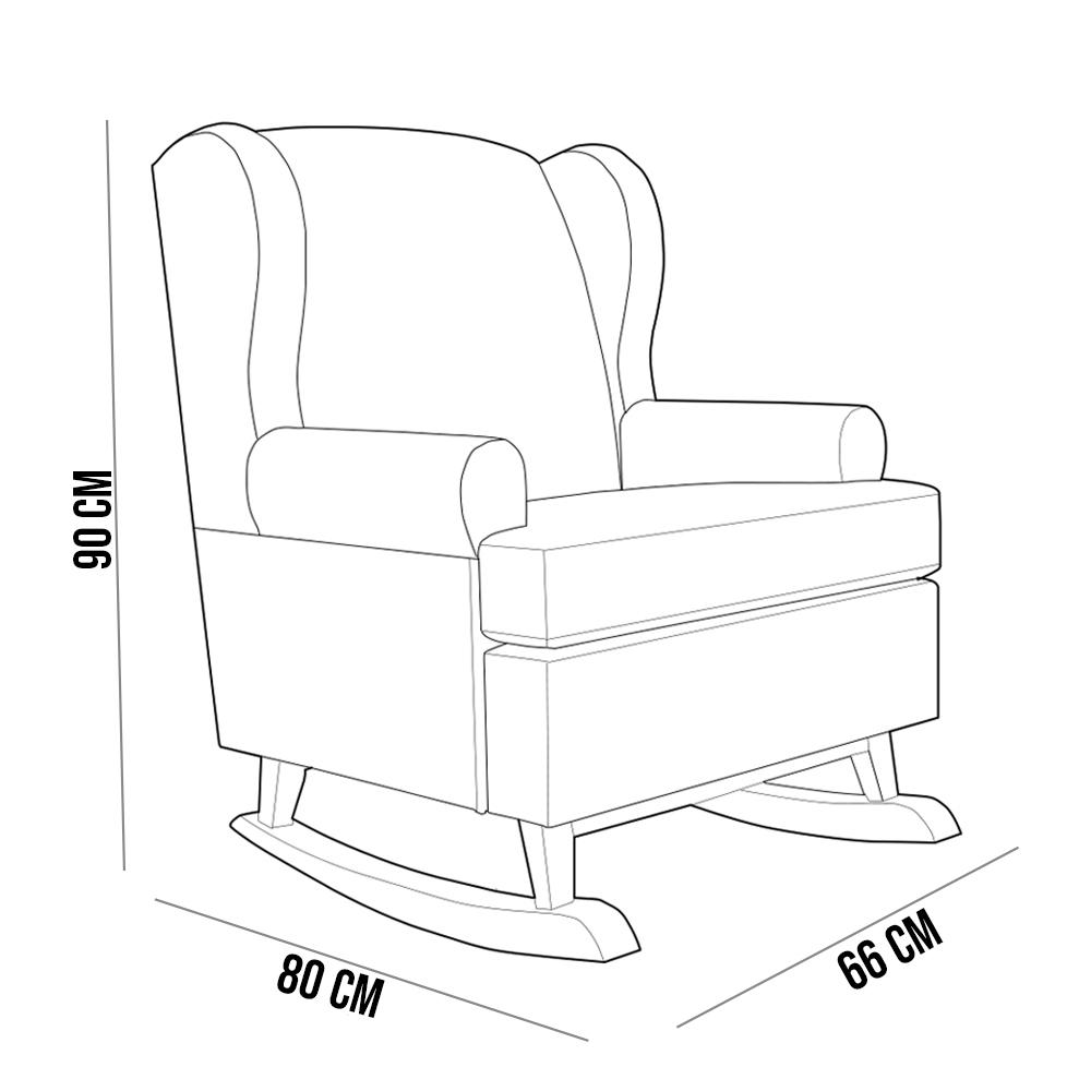 Poltrona De Amamentação Com Balanço Malu Base De Madeira P02 Linho Cinza - Lyam Decor