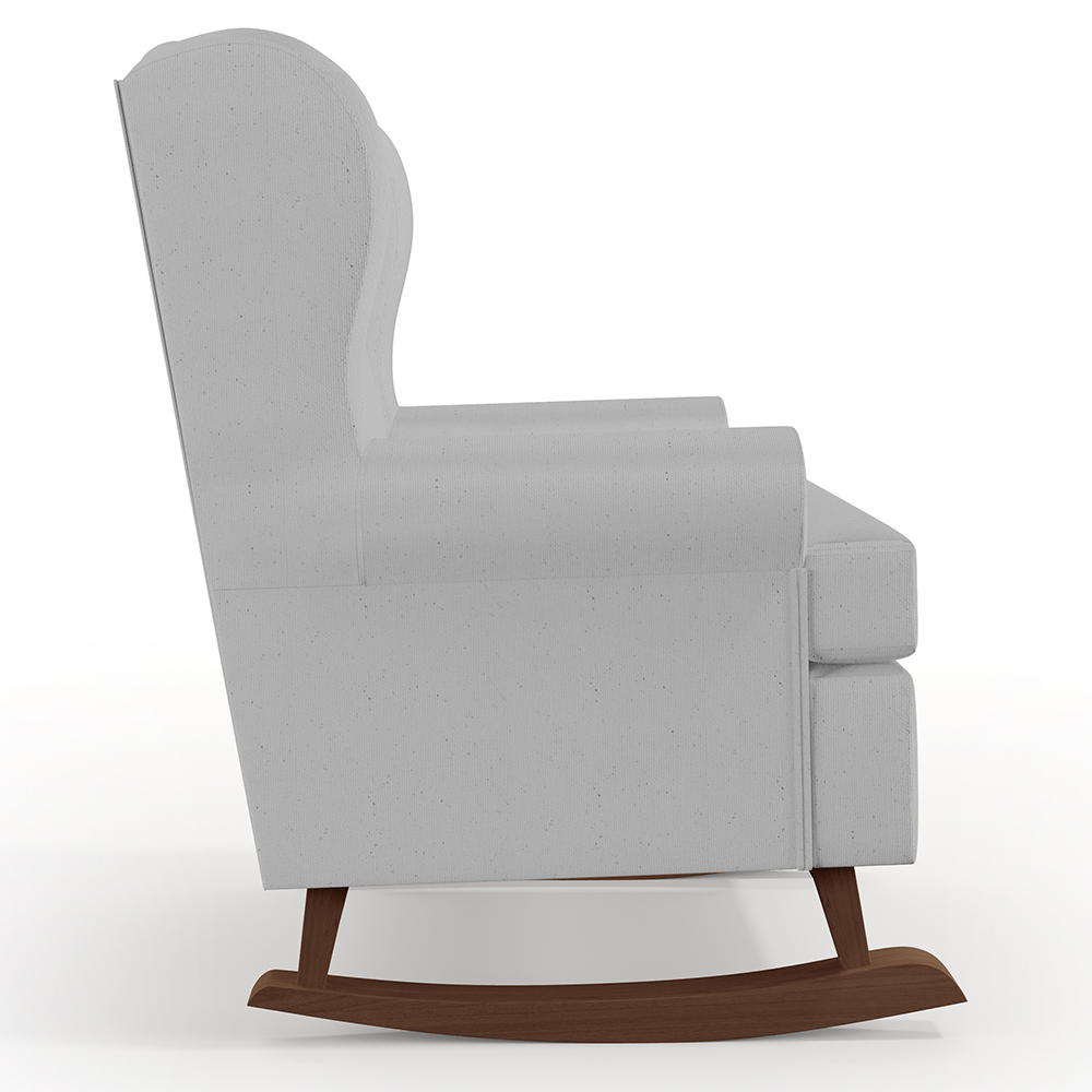 Poltrona De Amamentação Com Balanço Malu Base De Madeira P02 Linho Cinza - Lyam Decor