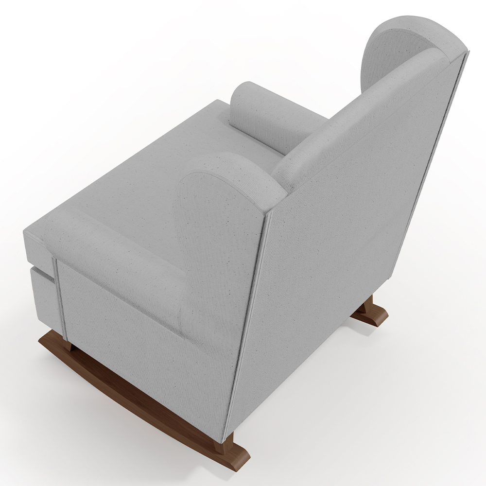 Poltrona De Amamentação Com Balanço Malu Base De Madeira P02 Linho Cinza - Lyam Decor