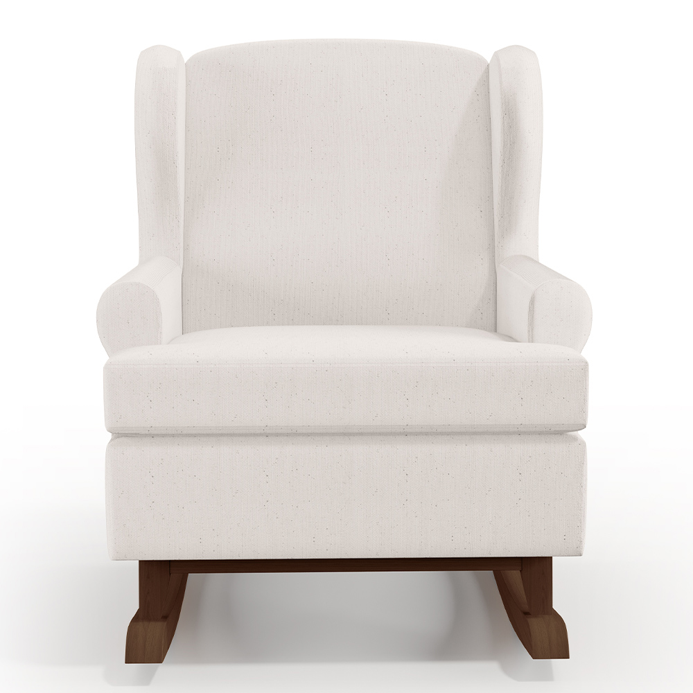 Poltrona De Amamentação Com Balanço Malu Base De Madeira P02 Linho Cru - Lyam Decor