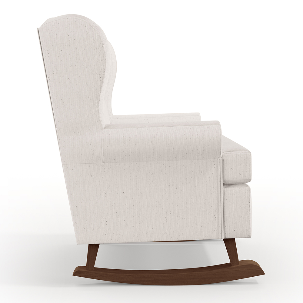 Poltrona De Amamentação Com Balanço Malu Base De Madeira P02 Linho Cru - Lyam Decor