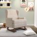 Poltrona De Amamentação Com Balanço Malu Base De Madeira P02 Suede Bege - Lyam Decor