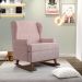 Poltrona De Amamentação Com Balanço Malu Base De Madeira P02 Suede Rosê - Lyam Decor