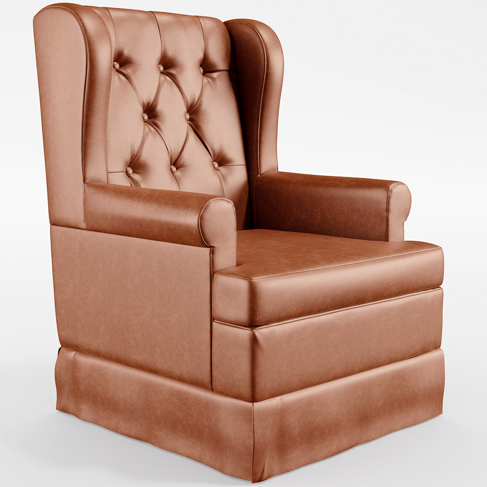 Poltrona De Amamentação Com Balanço e Puff Helena P02 Capitonê Couríssimo Camel - Lyam Decor