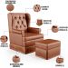 Poltrona De Amamentação Com Balanço e Puff Helena P02 Capitonê Couríssimo Camel - Lyam Decor