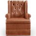 Poltrona De Amamentação Com Balanço e Puff Helena P02 Capitonê Couríssimo Camel - Lyam Decor