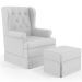 Poltrona De Amamentação Com Balanço e Puff Helena P02 Capitonê Facto Branco - Lyam Decor