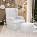 Poltrona De Amamentação Com Balanço e Puff Helena P02 Capitonê Facto Branco - Lyam Decor