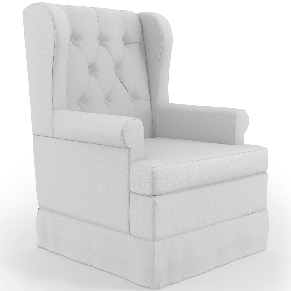 Poltrona De Amamentação Com Balanço e Puff Helena P02 Capitonê Facto Branco - Lyam Decor