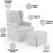 Poltrona De Amamentação Com Balanço e Puff Helena P02 Capitonê Facto Branco - Lyam Decor