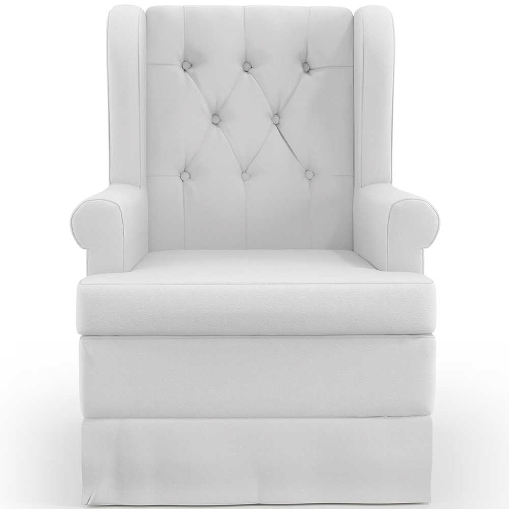 Poltrona De Amamentação Com Balanço e Puff Helena P02 Capitonê Facto Branco - Lyam Decor