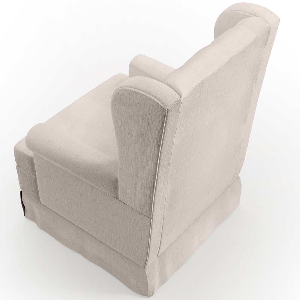 Poltrona De Amamentação Com Balanço e Puff Helena P02 Capitonê Linho Cru - Lyam Decor