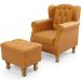 Poltrona De Amamentação Yara P02 Com Puff Paris L02 Couríssimo Whisky - Lyam Decor