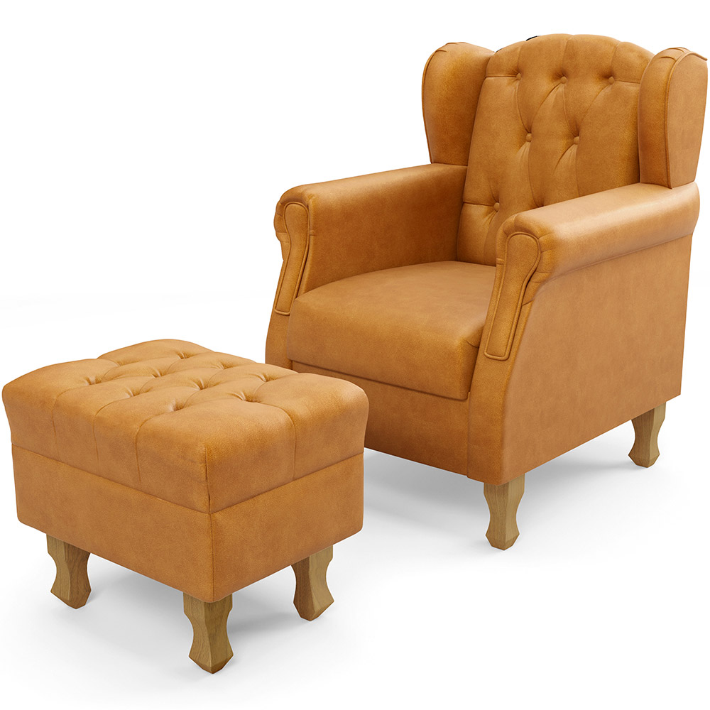 Poltrona De Amamentação Yara P02 Com Puff Paris L02 Couríssimo Whisky - Lyam Decor