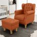 Poltrona De Amamentação Yara P02 Com Puff Paris L02 Tecido Terracota - Lyam Decor