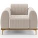 Poltrona Decorativa Base De Madeira Castanho e Pés Metalizado D'Ouro Molino D02 Bouclê Creme C-54 - Lyam Decor