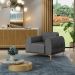 Poltrona Decorativa Base De Madeira Com Pés D'Ouro Molino D02 Linho Cinza Escuro C-416 - Lyam Decor