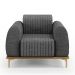 Poltrona Decorativa Base De Madeira Com Pés D'Ouro Molino D02 Linho Cinza Escuro C-416 - Lyam Decor