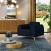 Poltrona Decorativa Base De Madeira Com Pés D'Ouro Molino D02 Veludo Azul Oxford C-304 - Lyam Decor