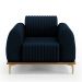Poltrona Decorativa Base De Madeira Com Pés D'Ouro Molino D02 Veludo Azul Oxford C-304 - Lyam Decor