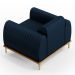 Poltrona Decorativa Base De Madeira Com Pés D'Ouro Molino D02 Veludo Azul Oxford C-304 - Lyam Decor