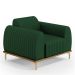 Poltrona Decorativa Base De Madeira Com Pés D'Ouro Molino D02 Veludo Verde Musgo C-303 - Lyam Decor