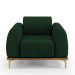 Poltrona Decorativa Base De Madeira Com Pés D'Ouro Molino D02 Veludo Verde Musgo C-303 - Lyam Decor
