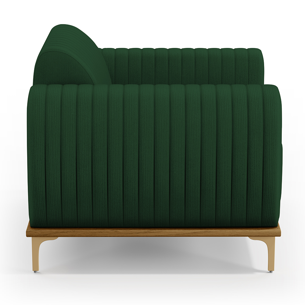 Poltrona Decorativa Base De Madeira Com Pés D'Ouro Molino D02 Veludo Verde Musgo C-303 - Lyam Decor