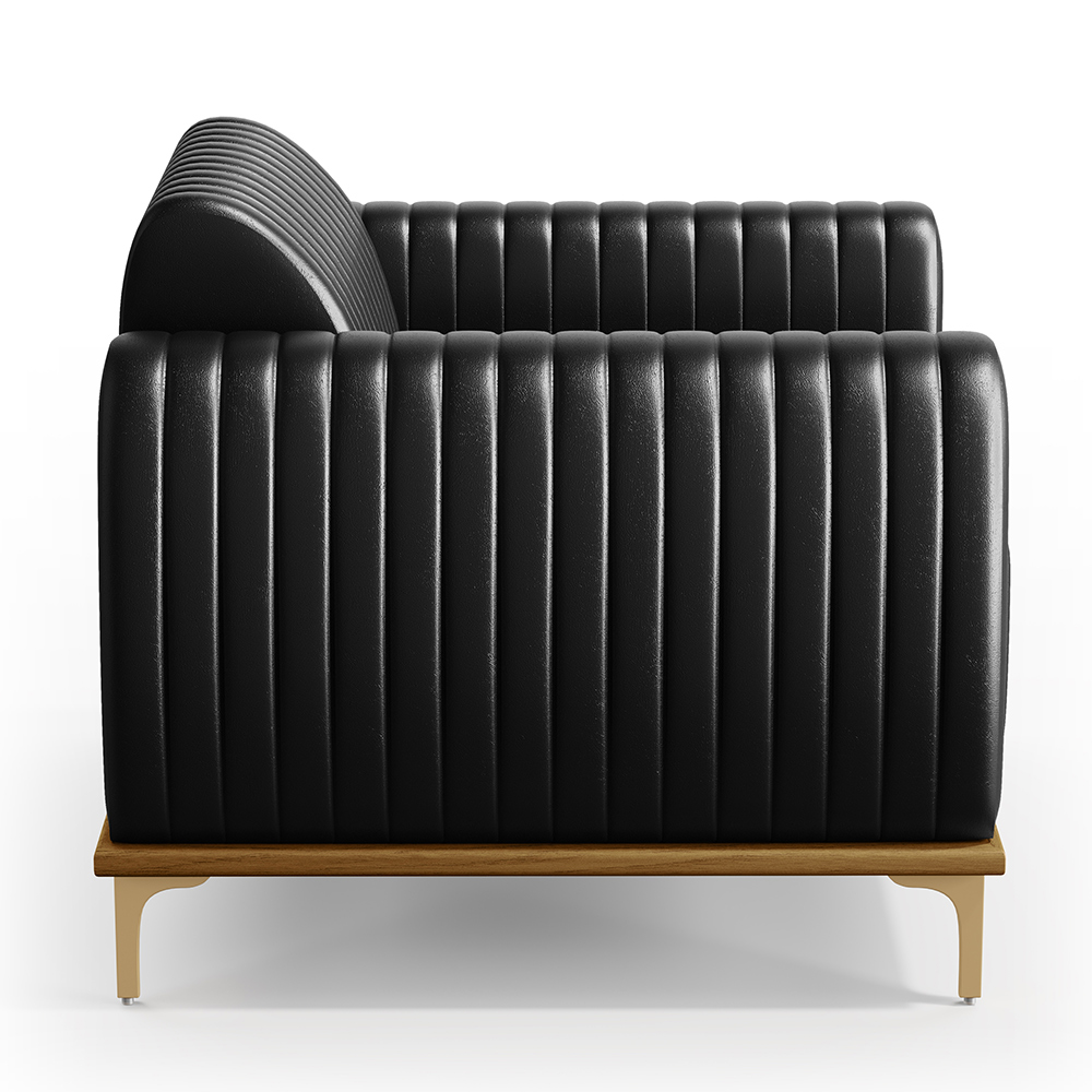 Poltrona Decorativa Base De Madeira Pés Metalizado D'Ouro Molino D02 Corano Preto B-159 - Lyam Decor