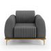 Poltrona Decorativa Base De Madeira Pés Metalizado D'Ouro Molino D02 Veludo Cinza C-317 - Lyam Decor