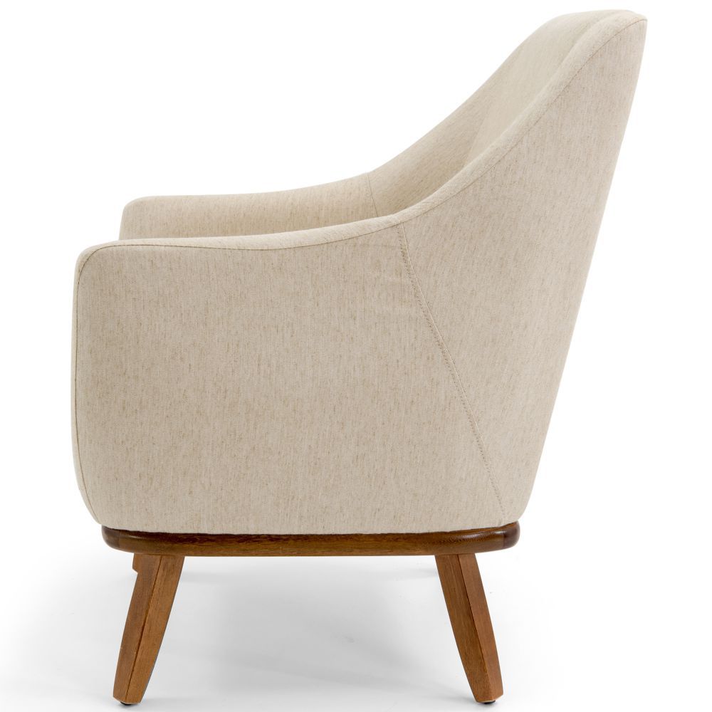 Poltrona Decorativa Base Fixa de Madeira Paloma D02 Algodão Bege C-129 - Lyam Decor