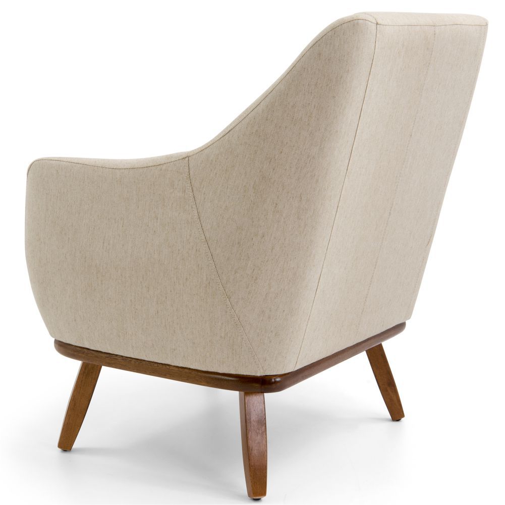 Poltrona Decorativa Base Fixa de Madeira Paloma D02 Algodão Bege C-129 - Lyam Decor