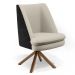 Poltrona Decorativa Base Giratória Pérsia D02 Linho Bege C-107 Corano Preto B-97 - Lyam Decor