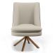 Poltrona Decorativa Base Giratória Pérsia D02 Linho Bege C-107 Corano Preto B-97 - Lyam Decor