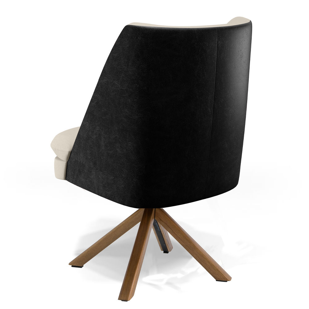 Poltrona Decorativa Base Giratória Pérsia D02 Linho Bege C-107 Corano Preto B-97 - Lyam Decor