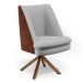 Poltrona Decorativa Base Giratória Pérsia D02 Linho Cinza D-315 Corano Marrom B-38 - Lyam Decor