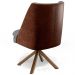 Poltrona Decorativa Base Giratória Pérsia D02 Linho Cinza Escuro C416 Corano Marrom B38 - Lyam Decor